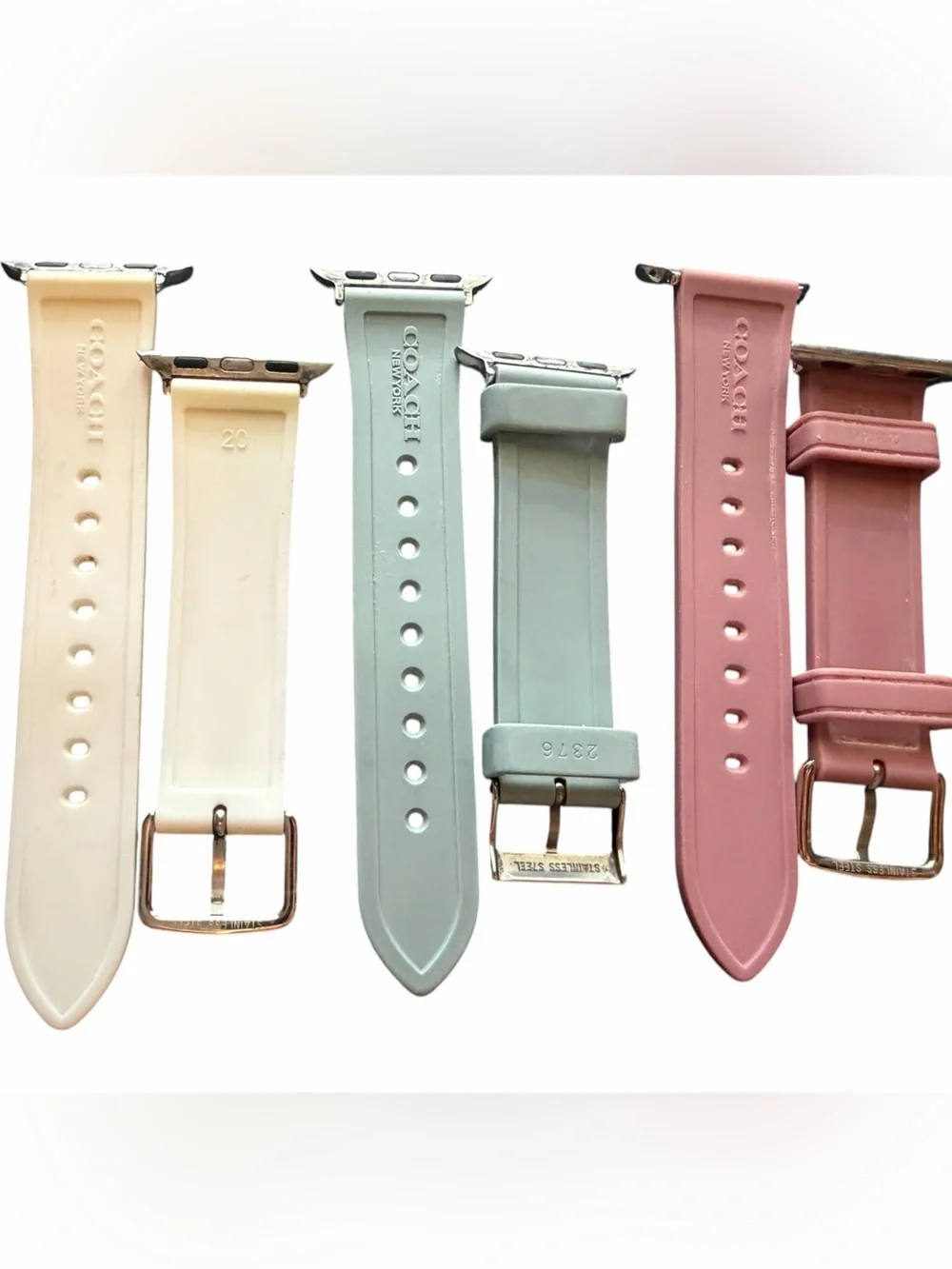 Coach set of Women’s Silicone Watch Bands Set - Pink, Mint, Cream fits 44 mm